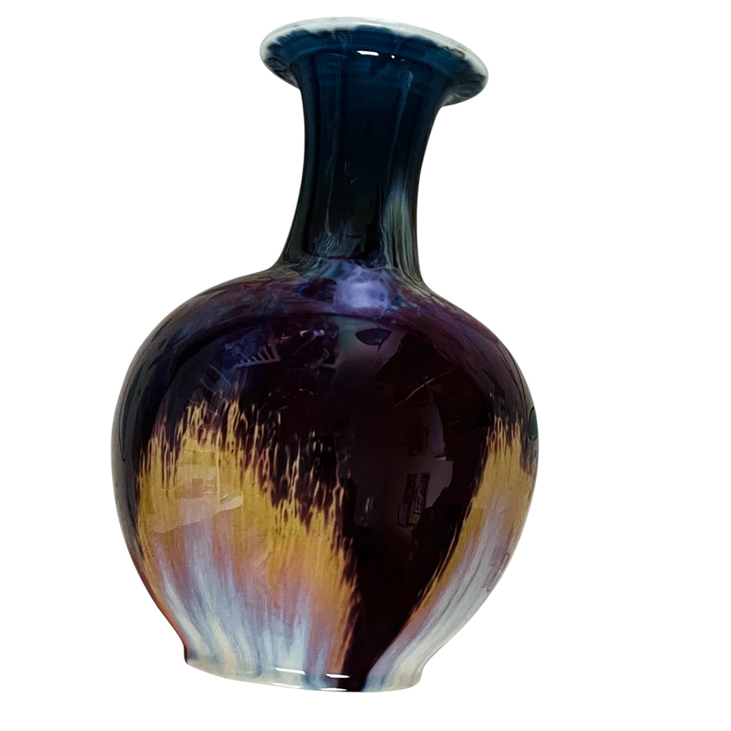 Chinese Jingdezhen 20th Century Flambe Glaze Porcelain Ball Vase