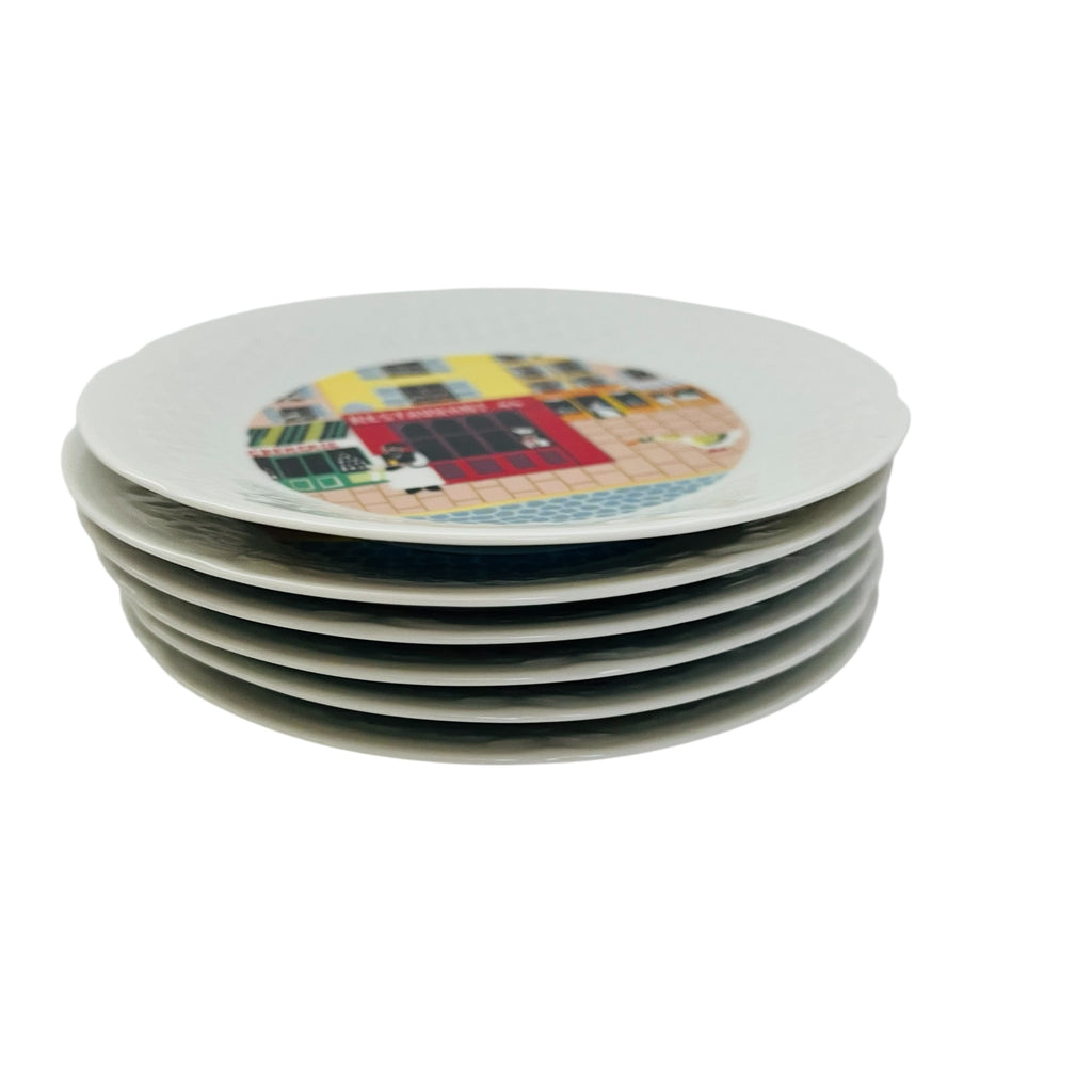 Philippe Deshoulieres Limoges Porcelain FRANCE De Limoges French Shop Scenes Plates