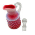 Vintage Cranberry Opalescent Hobnail Cruet With Stopper