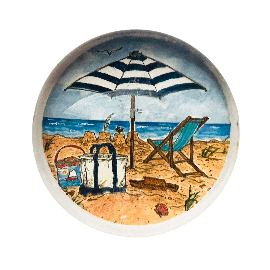 Vintage Ocean Beach Umbrella Paperweight