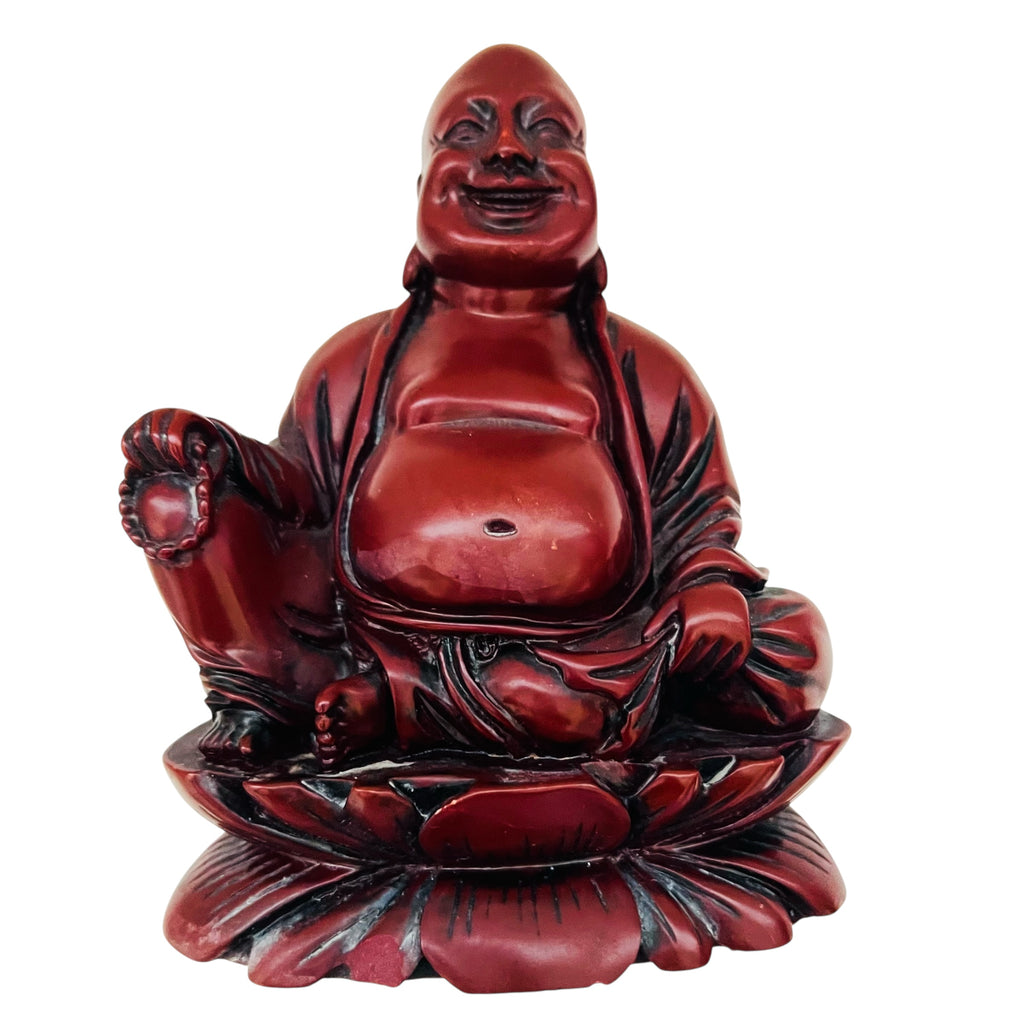 Vintage Soapstone Laughing Buddha Sitting Lotus Statue