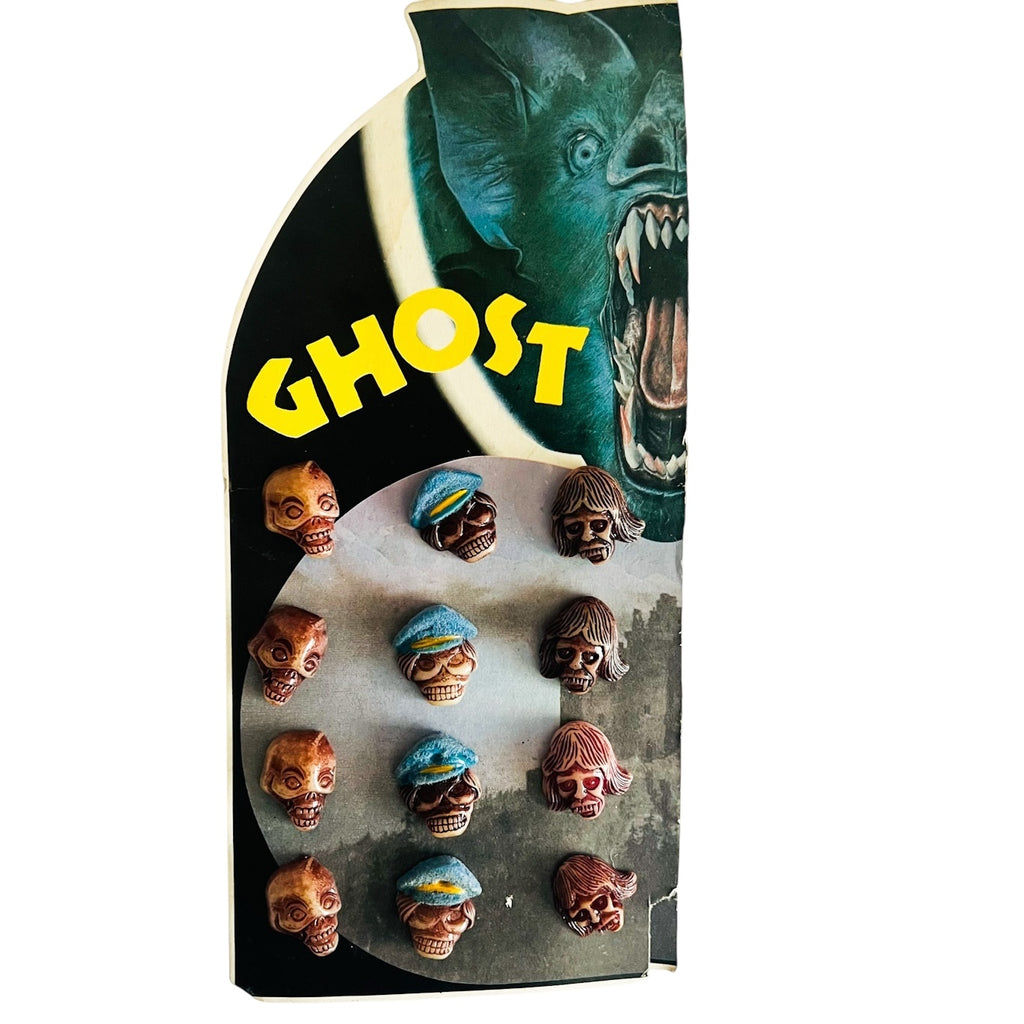 Vintage Ghost Club Skeleton Lapel Pin Set