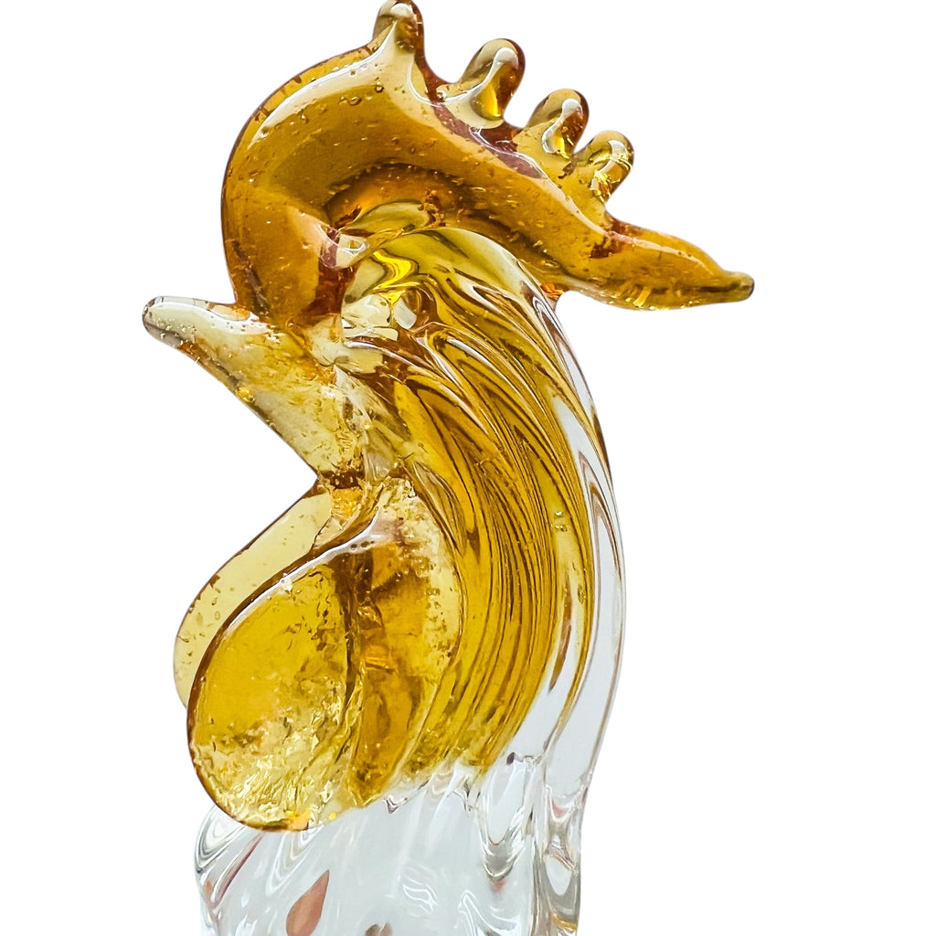 Rooster Amber Blown Glass Wine Stopper