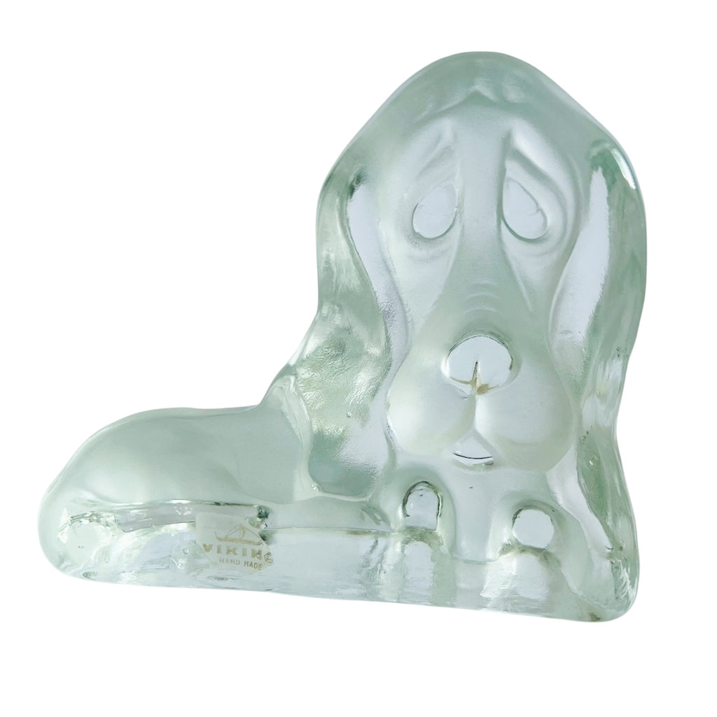Vintage Viking Art Glass Frosted Basset Hound Dog