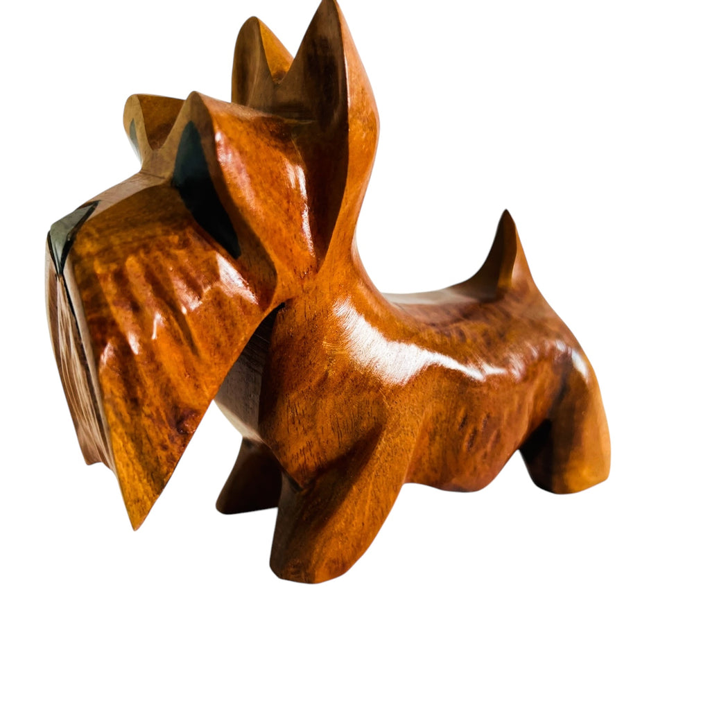 Hawaii Hand Carved Milo Wood Schnauzer Dog Wooden Figure