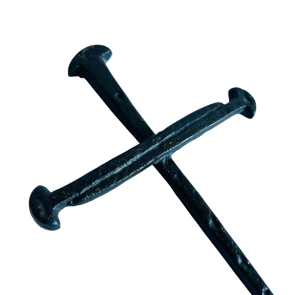 Vintage Cross Of Nails Rustic Metal Wall Hanging