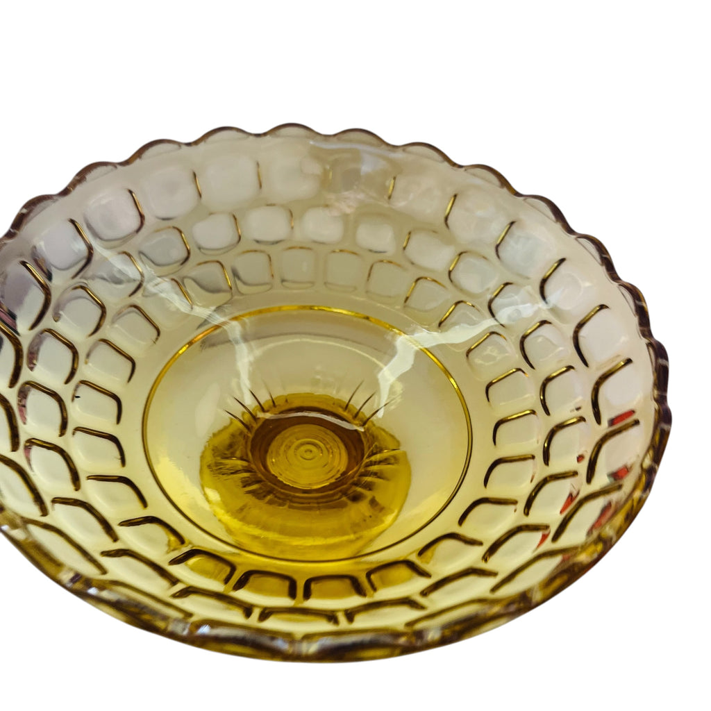 Vintage Federal Glass Yorktown Yellow Gold Colonial Mid-century Pedestal Bowl