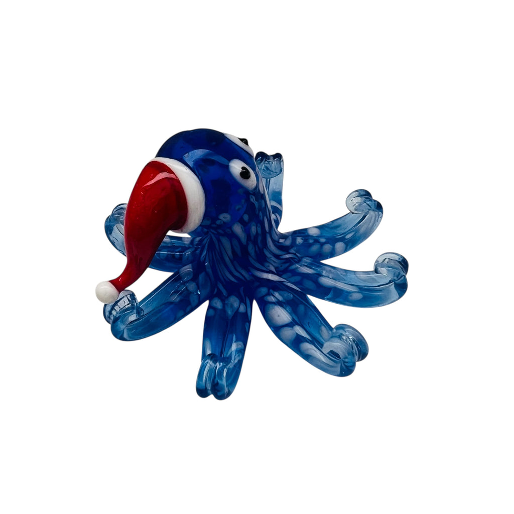 Pier 1 Imports Ocho The Octopus Santa Hat Blown Glass Christmas Figurine