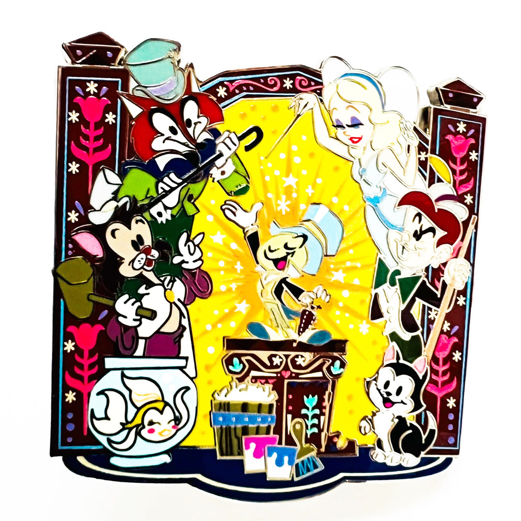 Disney Parks Pinocchio Figaro Jiminy Blue Angel Cleo Fox Stylized Supporting Cast Series Pin