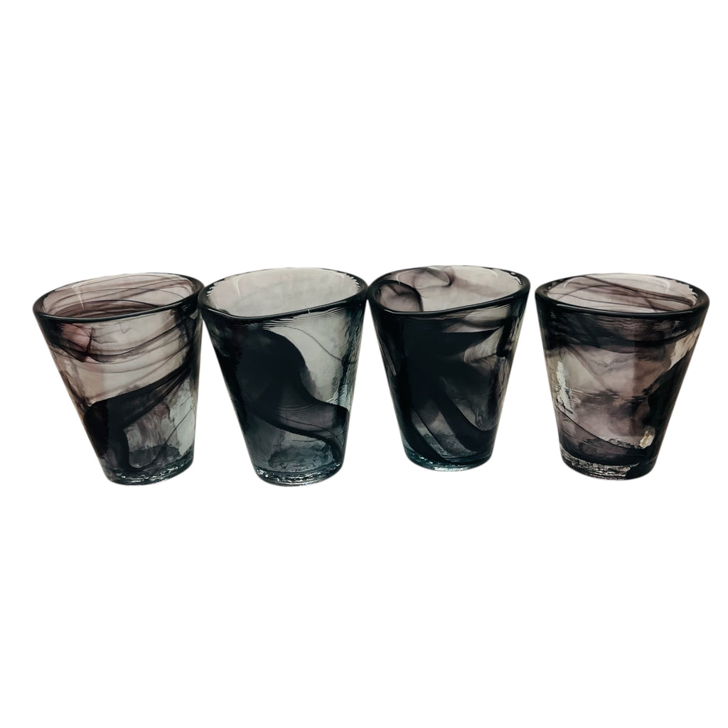 Kosta Boda Swirl Glass Cup by Artist Ulrica Hydman Vallien Sweden Set of Four