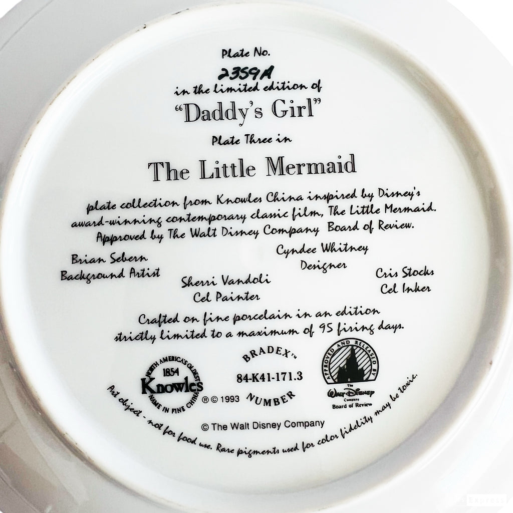 Vintage 1993 The Little Mermaid "Daddy's Girl" Bradford Exchange Plate