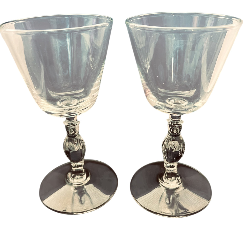 Libbey Cocktail Glasses Top Hat Tuxedo Old Crow Stem Set Of 2