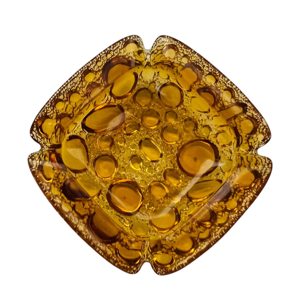 Vintage Amber Art Glass Bubble Ashtray
