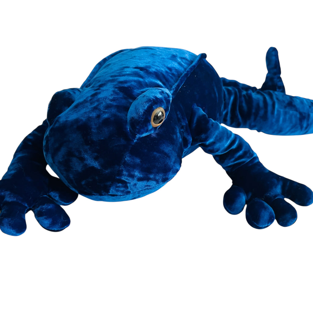 Vintage Commonwealth Velvet Blue Frog Stuffed Animal Plush