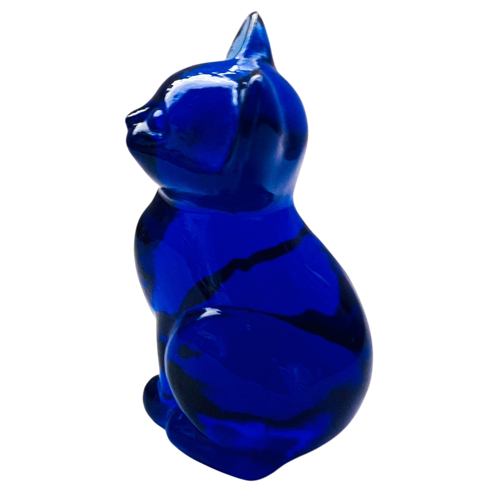 Vintage Fenton Cobalt Blue Glass Cat Figurine