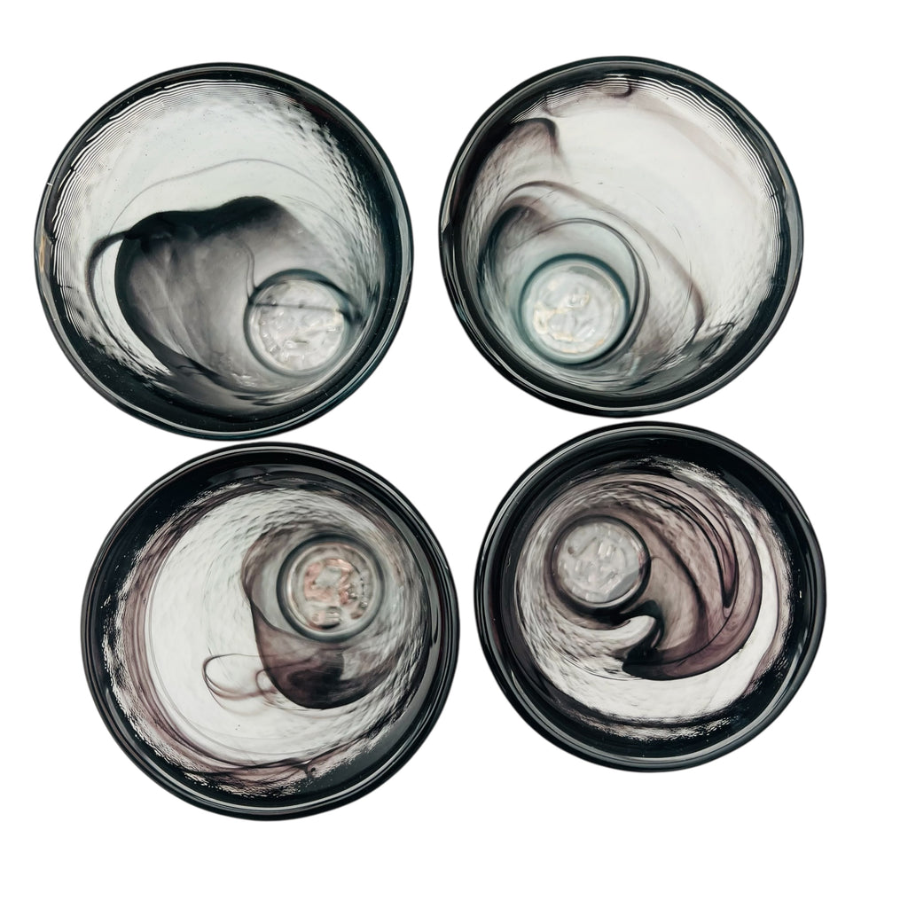 Kosta Boda Swirl Glass Cup by Artist Ulrica Hydman Vallien Sweden Set of Four