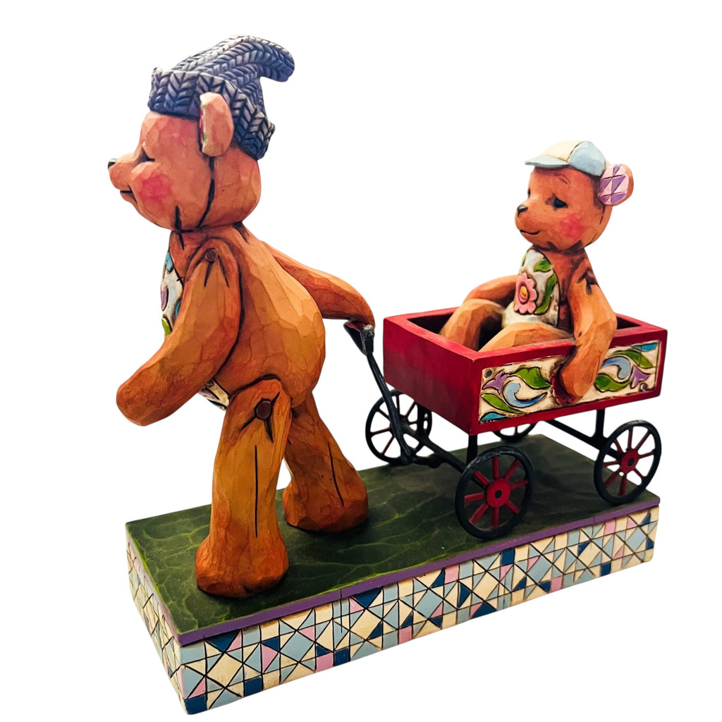 Jim Shore Pull Me Now And Ill Pull You Later Bears and Wagon Figurine