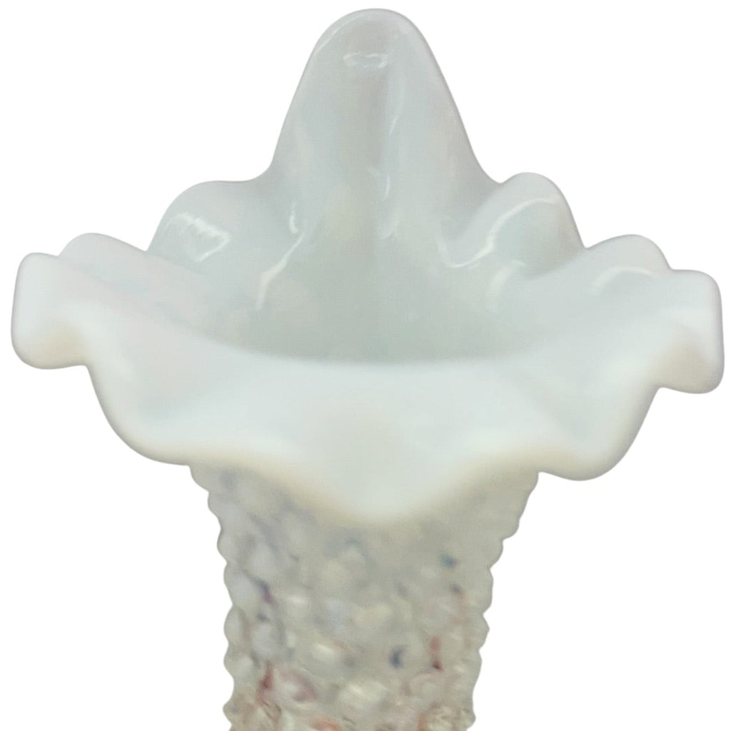 Vintage Fenton Hobnail White Opalescent Glass Epergne Horn
