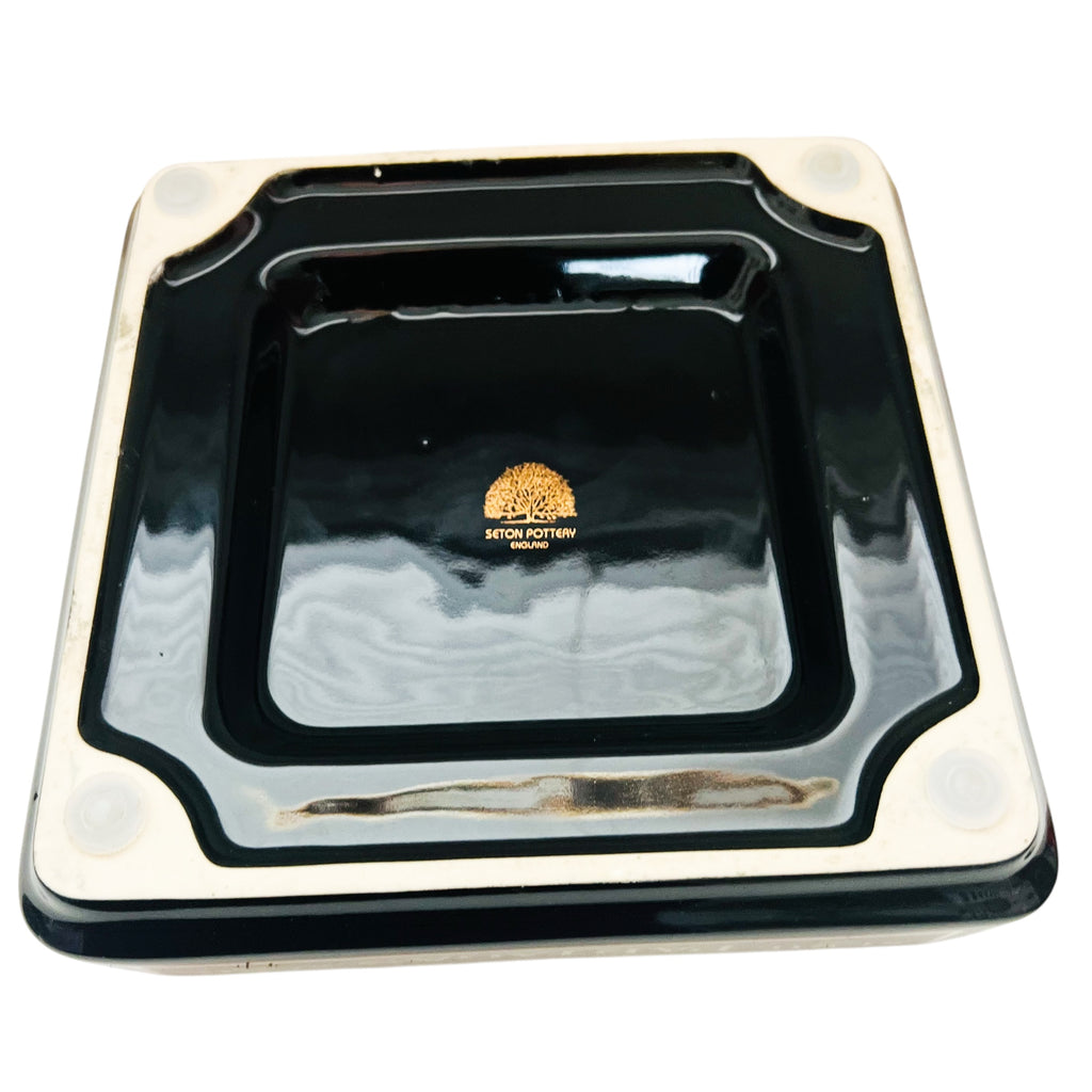 Vintage Seton Pottery V1845 Partagas Serie S Cigar Black Gold Ashtray