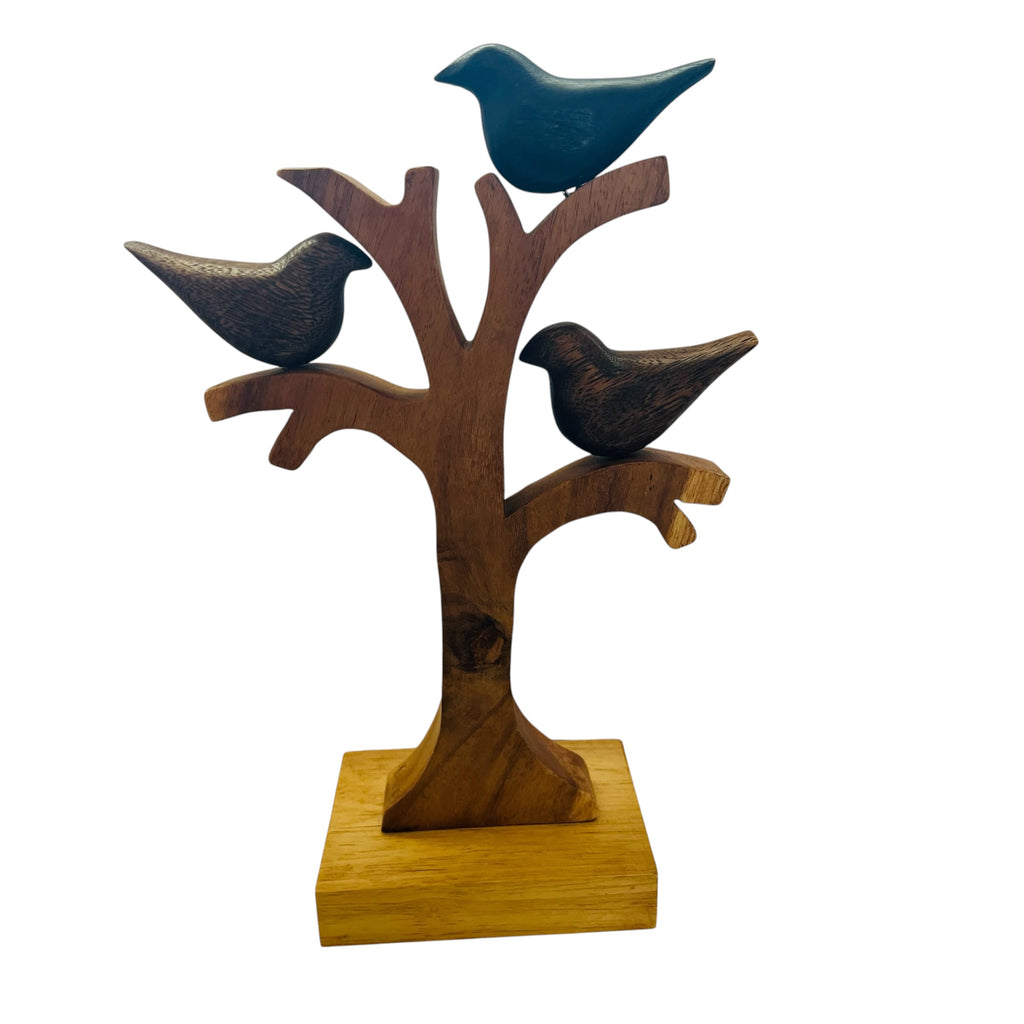 Handcrafted Wooden Tree with Birds