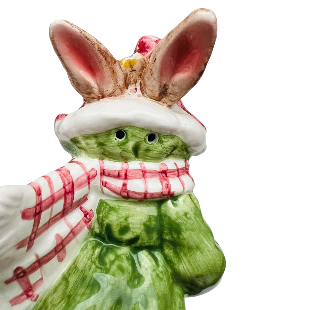 Vintage Enesco Ice Skating Rabbits Priscilla Hillman Bunny Salt & Pepper Set