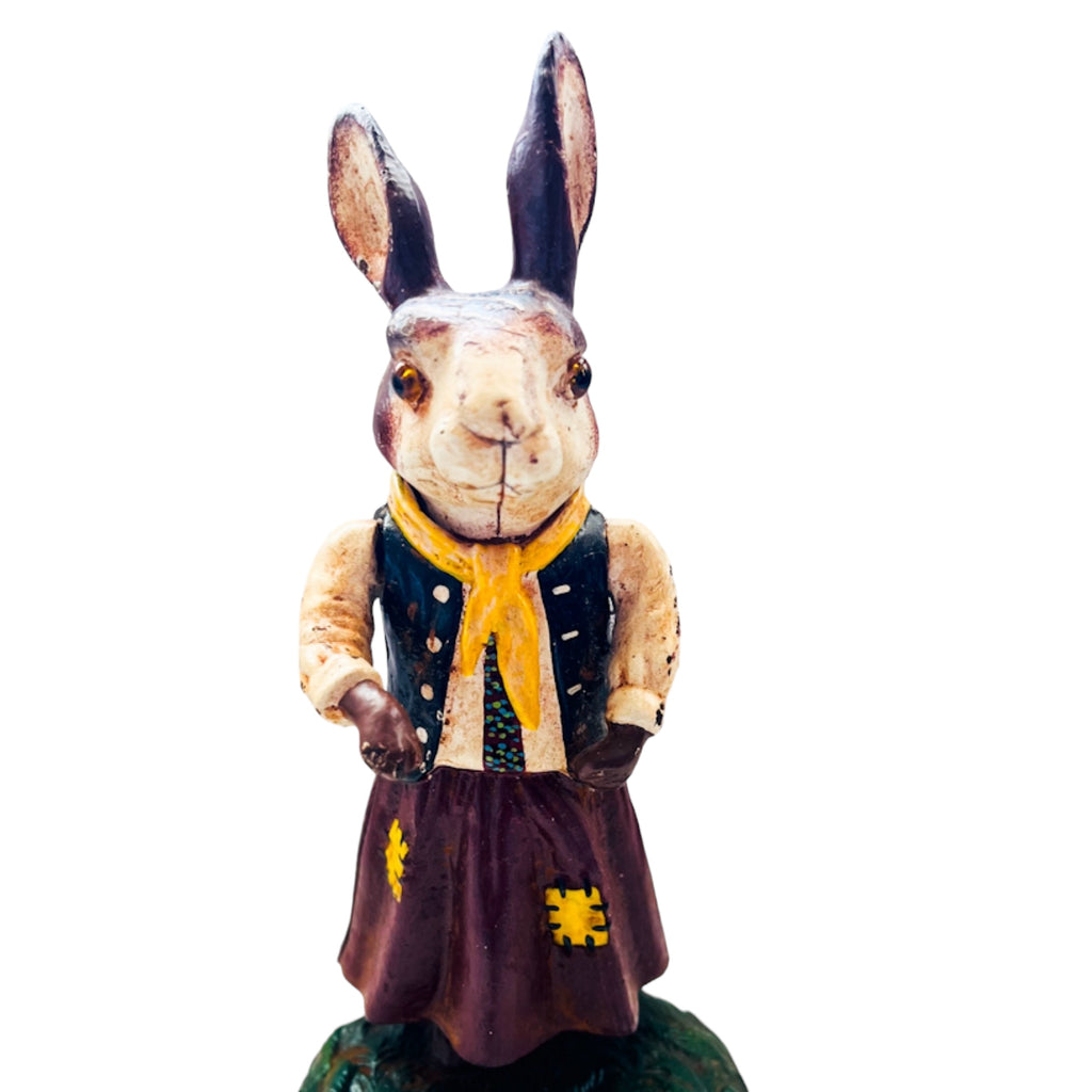 Antique Cast Iron Metal Rabbit Doorstop Figurine