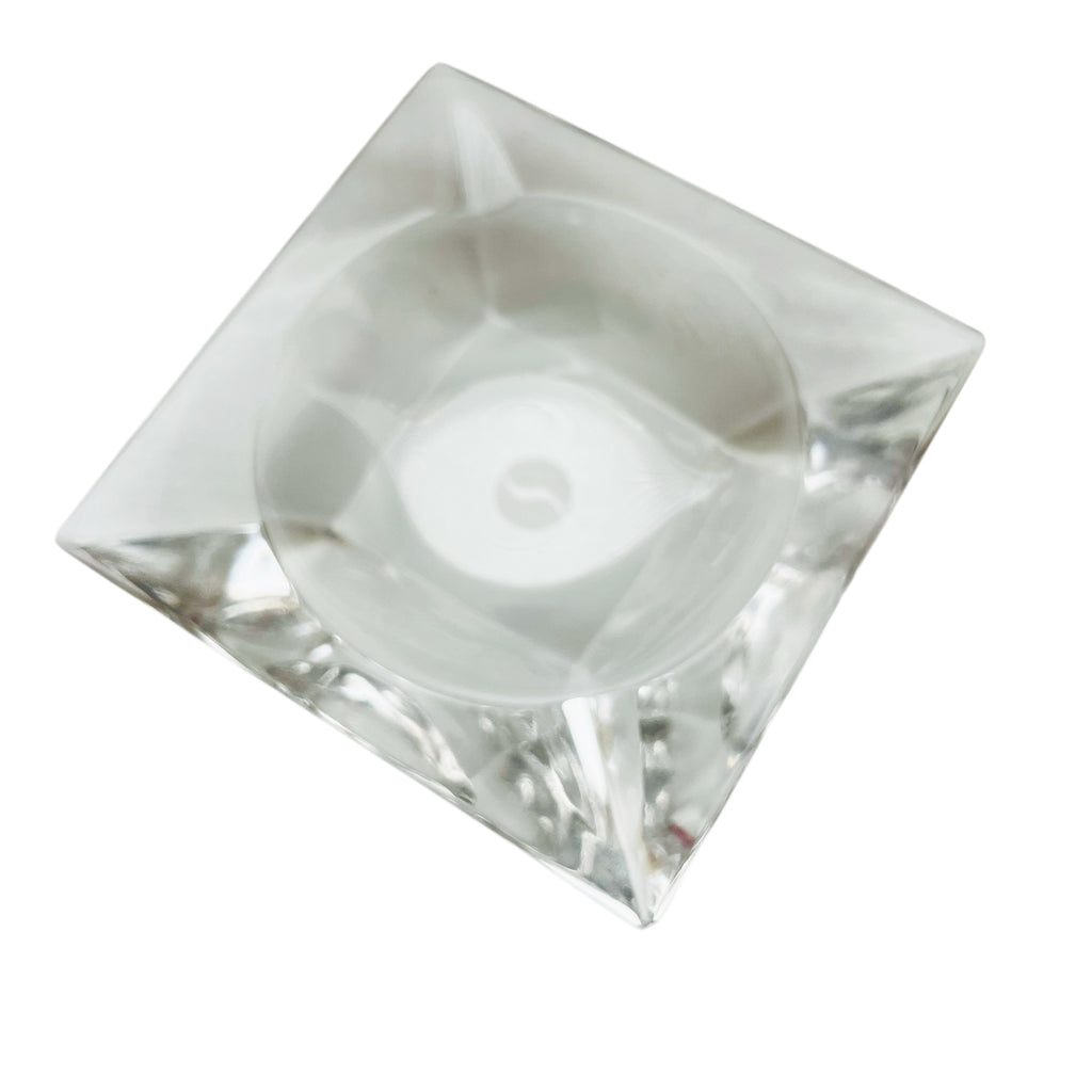 Vintage Retro MCM Mid Century Modern Minimal Clear Glass Square Ashtray