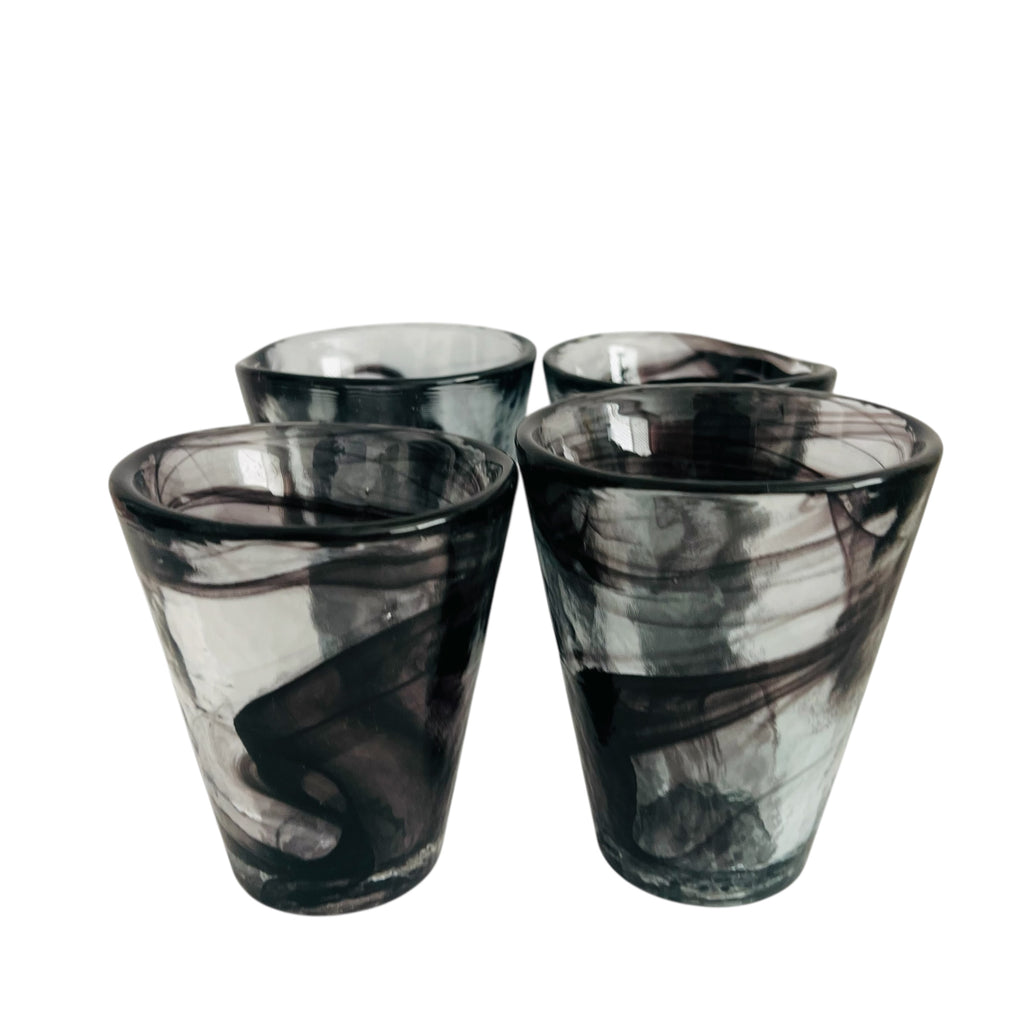 Kosta Boda Swirl Glass Cup by Artist Ulrica Hydman Vallien Sweden Set of Four