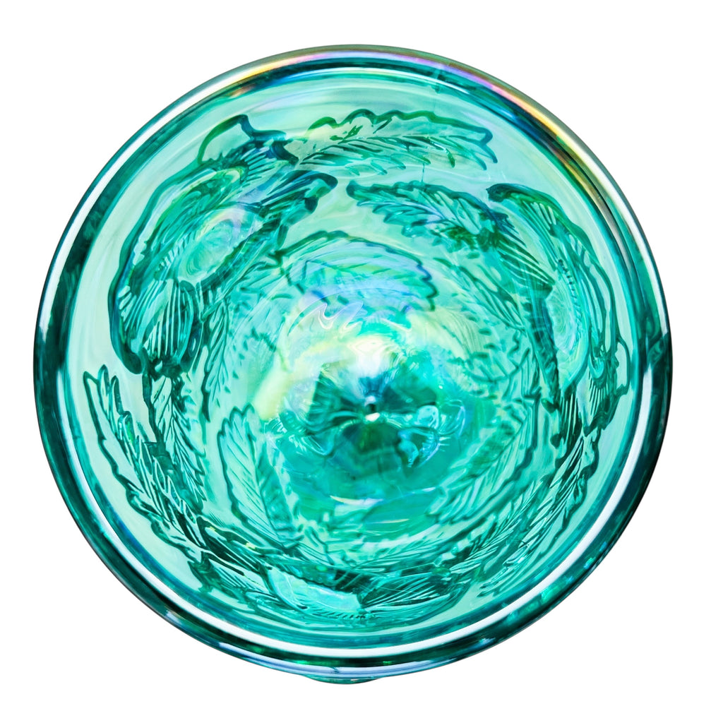 Madonna Inn Wild Rose Teal Iridescent Goblet Drinking Glass