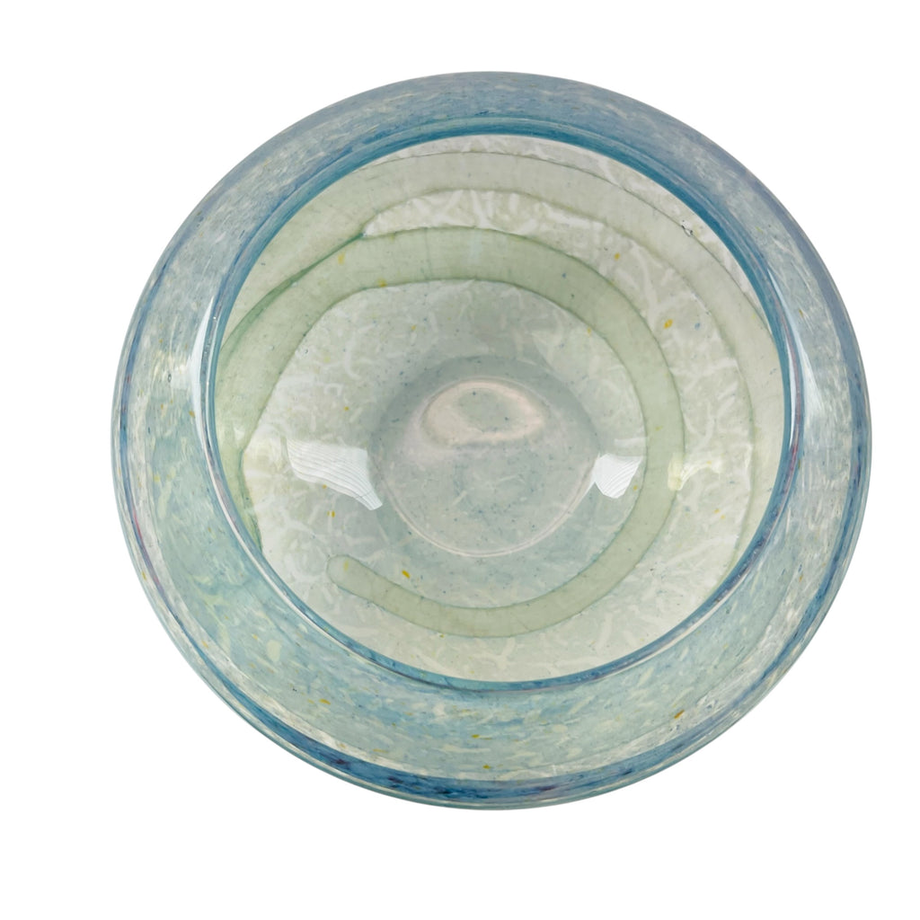 Art Glass Cased Blue Green Decorative Bowl