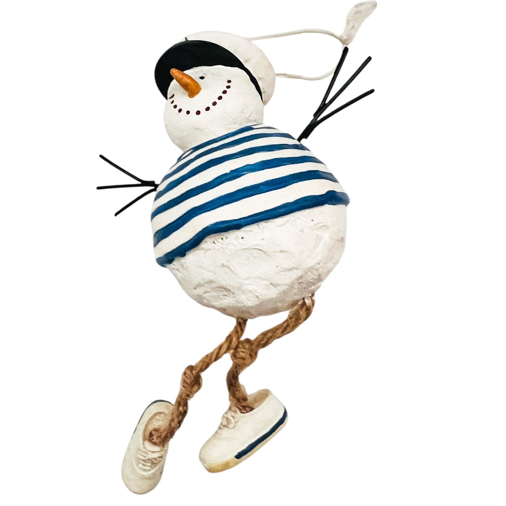 Snowman Sailor Dangling Legs Christmas Ornament