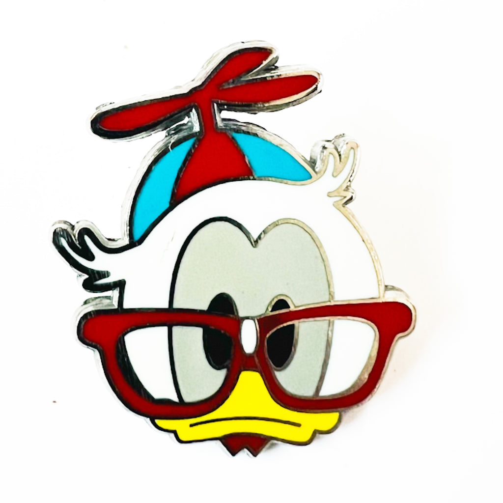 Disney Donald Duck Nerd Red Glasses & Spinning Hat Pin