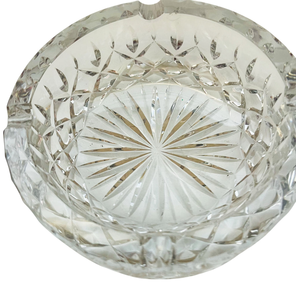 Vintage Cut Crystal Faceted Starburst Ashtray