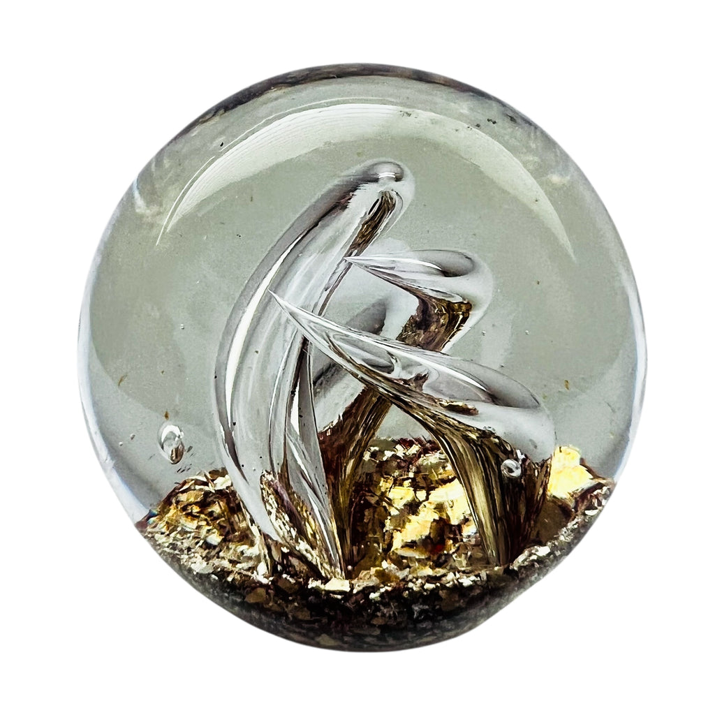Vintage Swirl Glitter Glass Paperweight