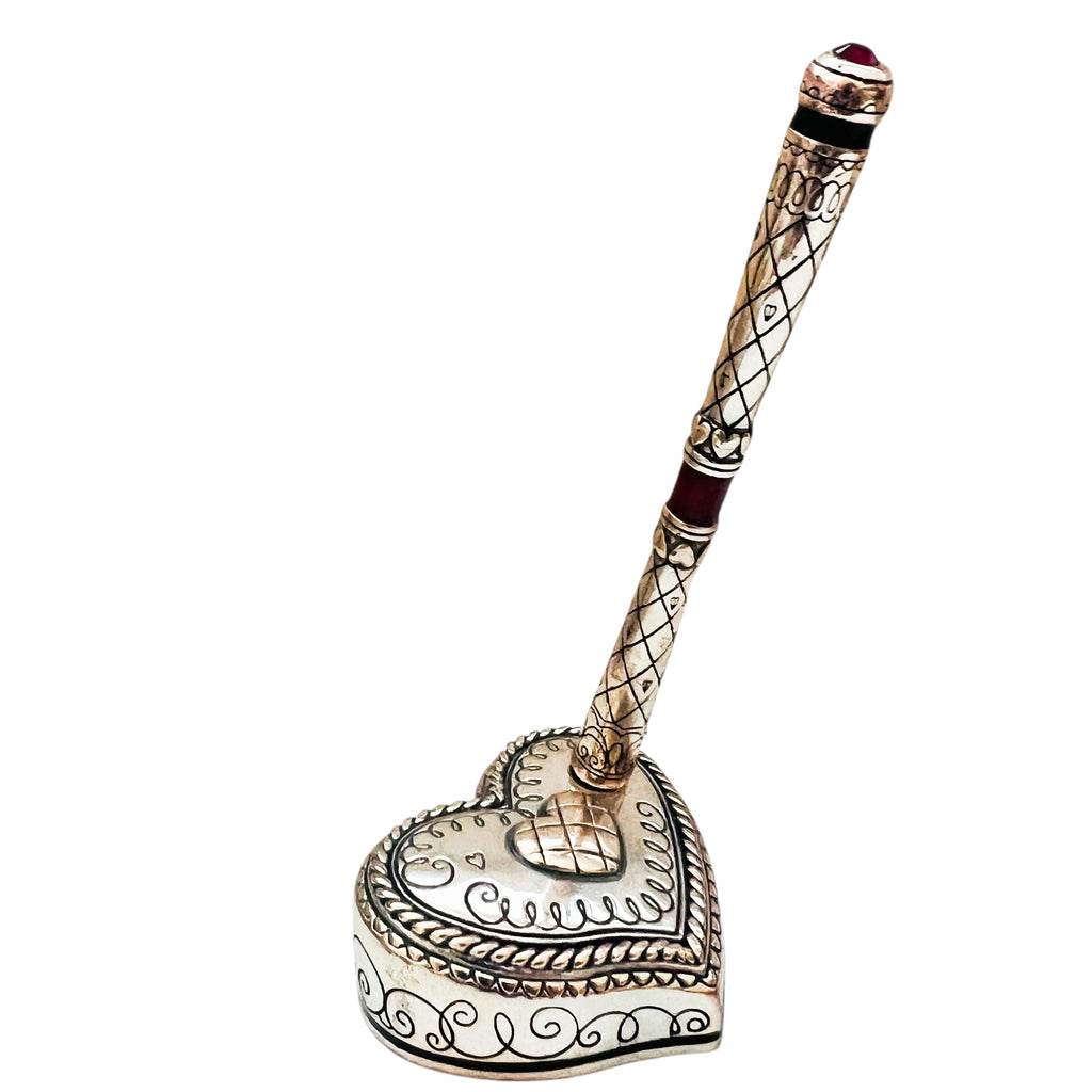Brighton Silver Plated Heart Love Letters Love Notes Pen & Heart Pen Holder Desk Set