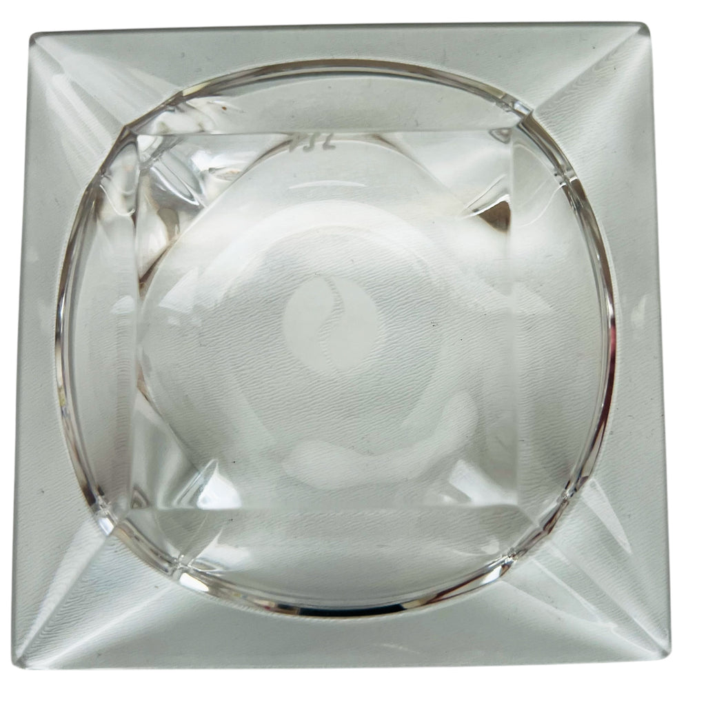 Vintage Retro MCM Mid Century Modern Minimal Clear Glass Square Ashtray