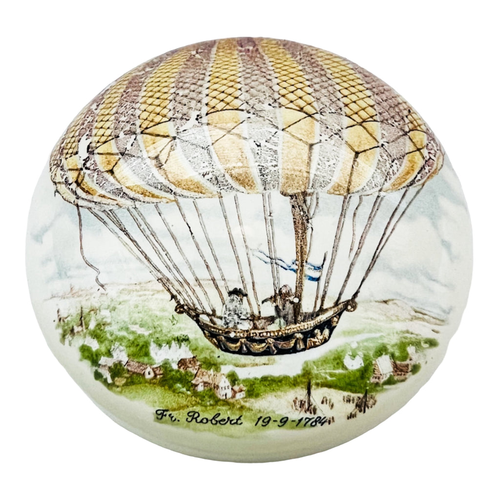 Vintage Hot Air Balloon Fr. Robert 19-9-1784 Murano Art Glass Paperweight