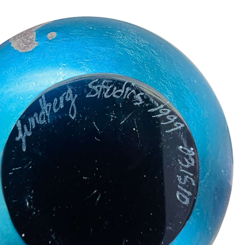 Vintage 1999 Lundberg Studios Art Glass World Signed Globe Paperweight