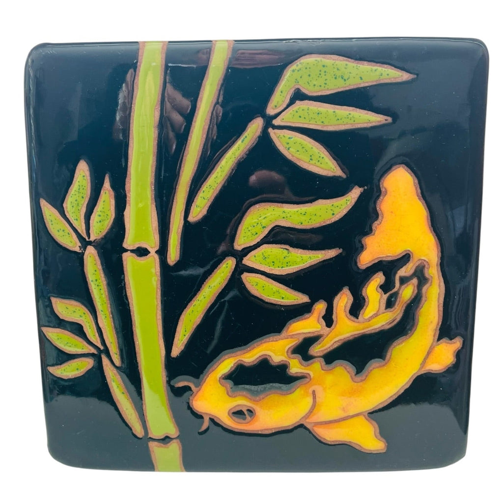 Koi Fish Art Tile Hotplate Wall Decor by Kathy Waller