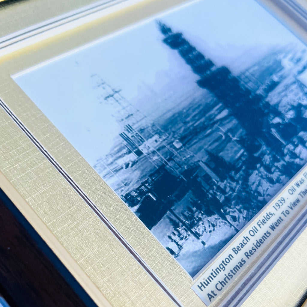 Huntington Beach PCH Oil Fields 1920’s RPPC Photograph Black & White Framed