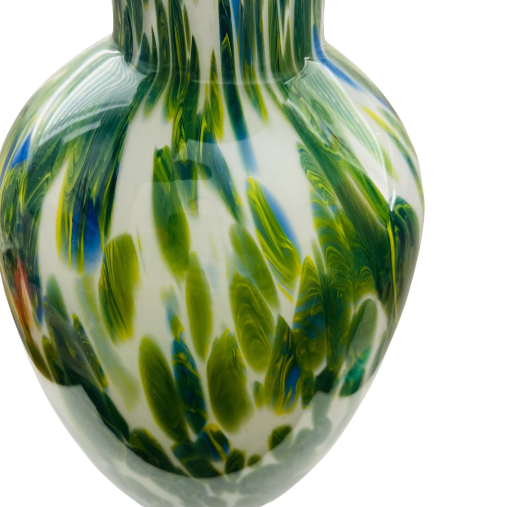 Vintage Murano Art Glass Green Blue and White Vase