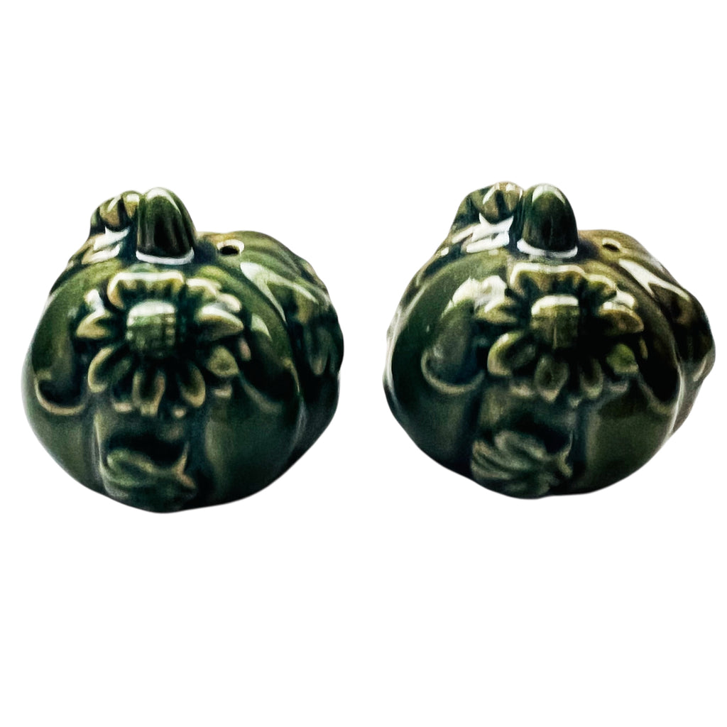 Vintage Green Pumpkins Salt & Pepper Shakers