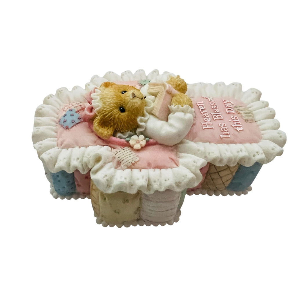Vintage Cherished Teddies Heaven Has Blessed This Day Enesco CrossTrinket Box