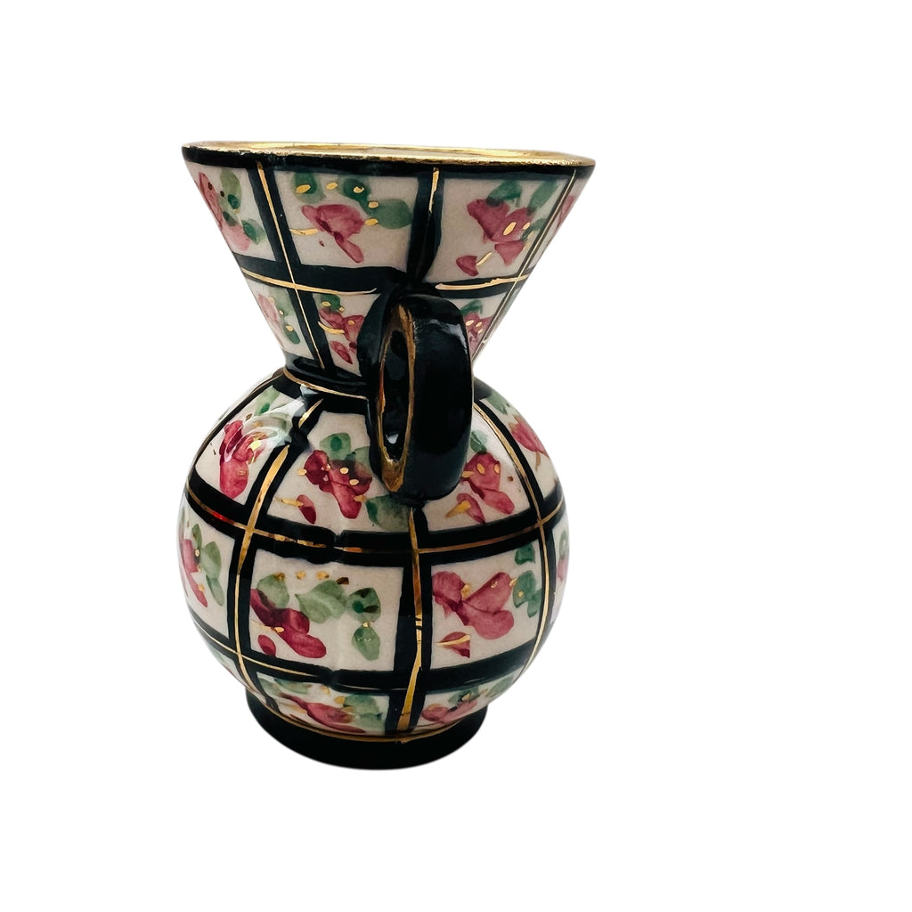 Vintage Hand Painted Small Vase Handles w/ Gold Trim Accents