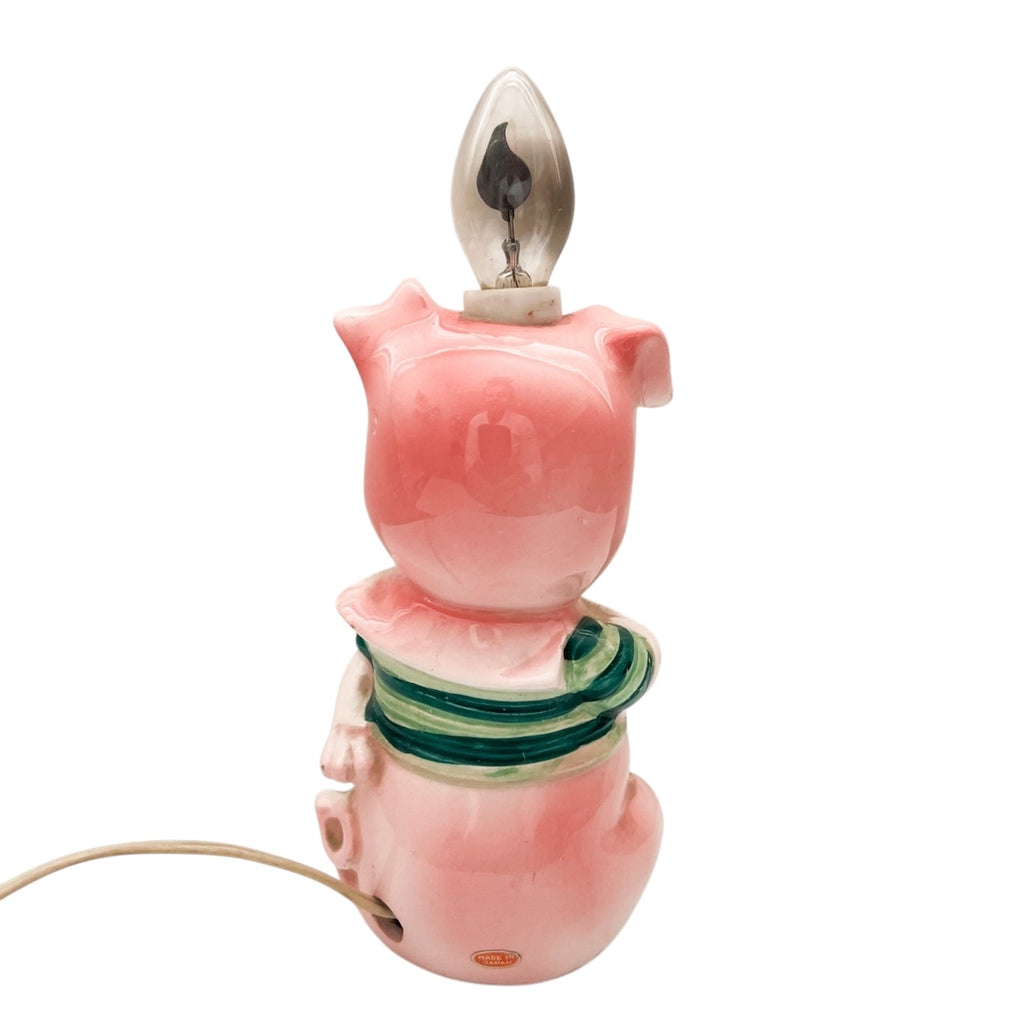Vintage Pig Ceramic Kitsch Lamp Made In Japan Figurine