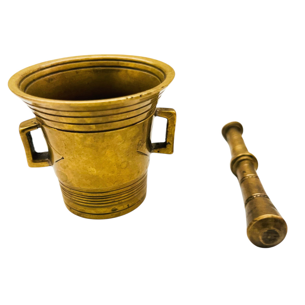 Vintage Brass Mortar and Pestle Double Handles Bowl Set