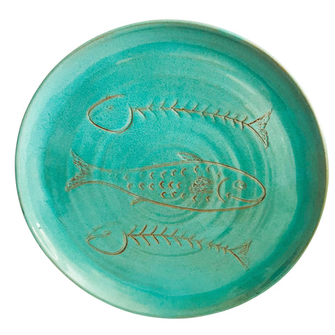 Vintage Studio Pottery Fish Platter Wildlife Image Signed Nora Hare Plate