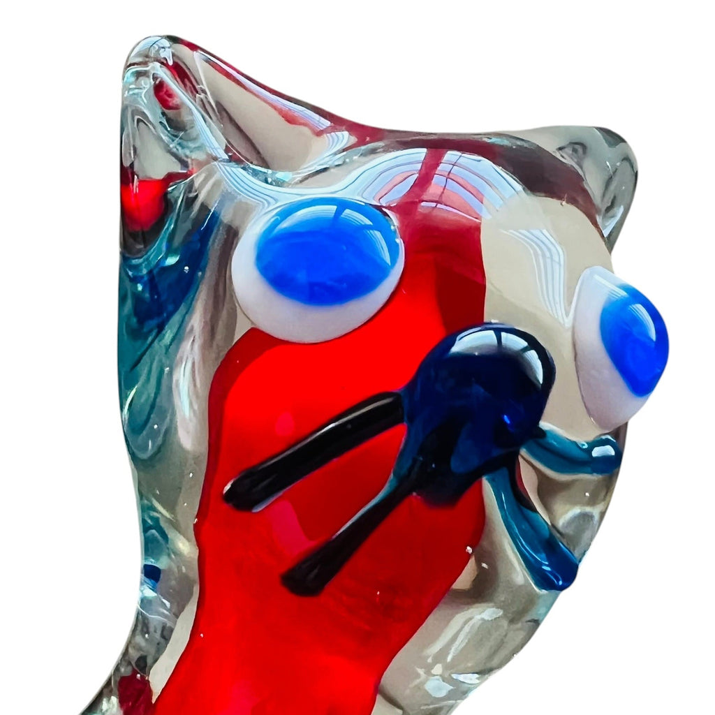 Vintage Murano Sommerso Art Glass Cat