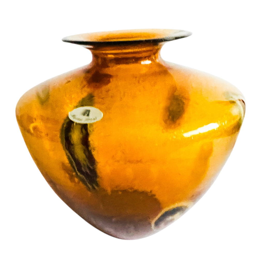 Vintage Maestri Vetrai Italy Amber Glass Art Vase