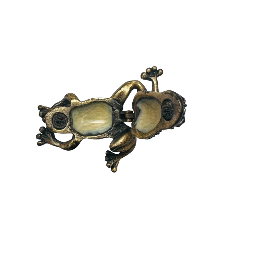 Vintage Jeweled Miniature Frog Trinket Box